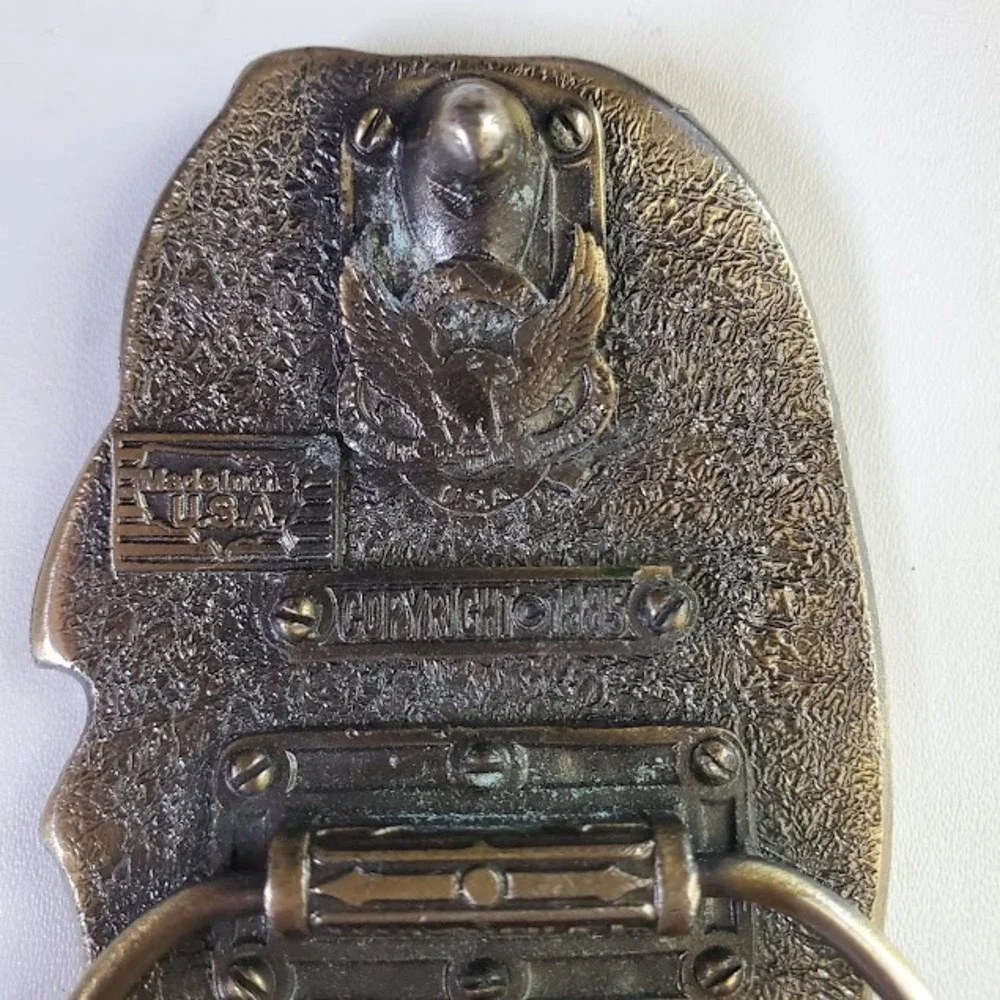 GREAT AMERICAN BUCKLE CO Belt Buckle Vintage 1985 I'd Rather Be Fishing Brass